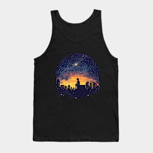 A silhouette of a person stargazing Tank Top